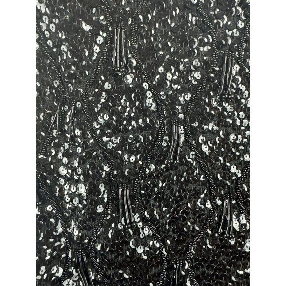 Macys Sequin & Bead Sleeveless Top Vintage Size 36 100% Wool 100% Rayon Black - Picture 5 of 9